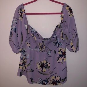 Floral strapless with sleeves top